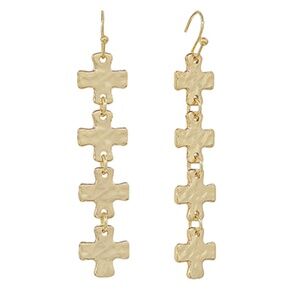 Linear Hammered Cross Earrings